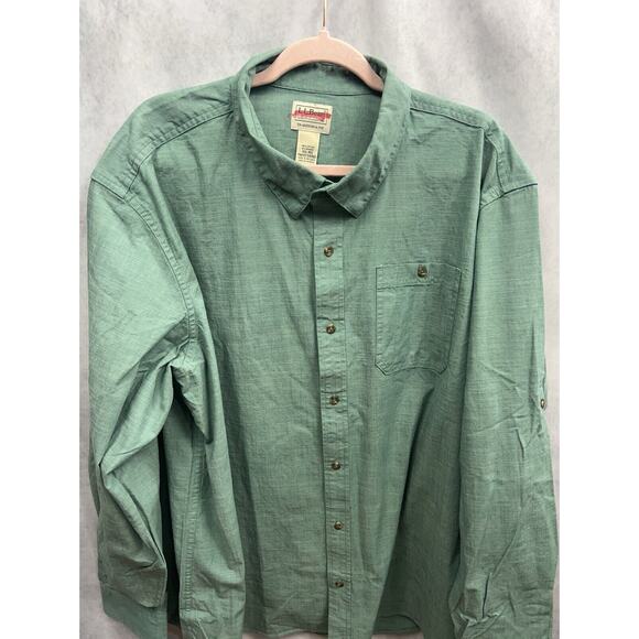 L.L. Bean Mens Long Sleeve Traditional Fit Green Button Up Shirt Size XXL New - Picture 4 of 9